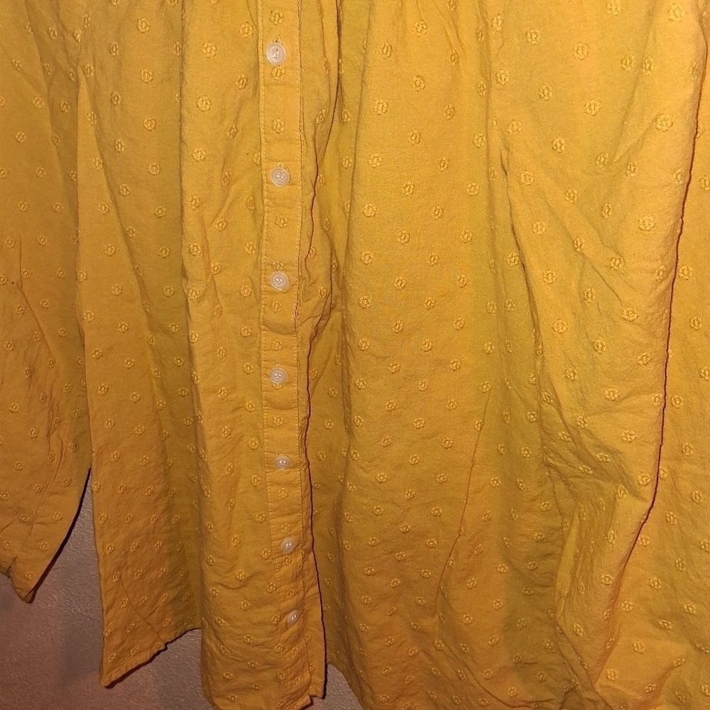 Madewell Floral EmbroideredMustard Yellow  Smocked Neck Raglan Top XXS - Picture 6 of 10